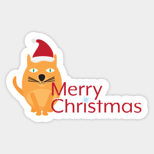 Merry Christmas with Cute Cartoon Cat Sticker